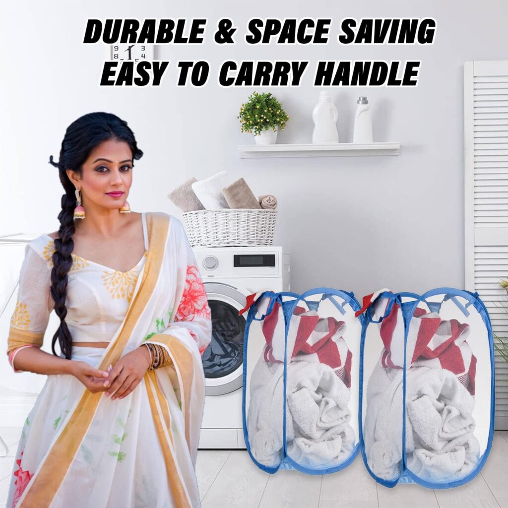 Kuber Industries Nylon Mesh Laundry Basket
